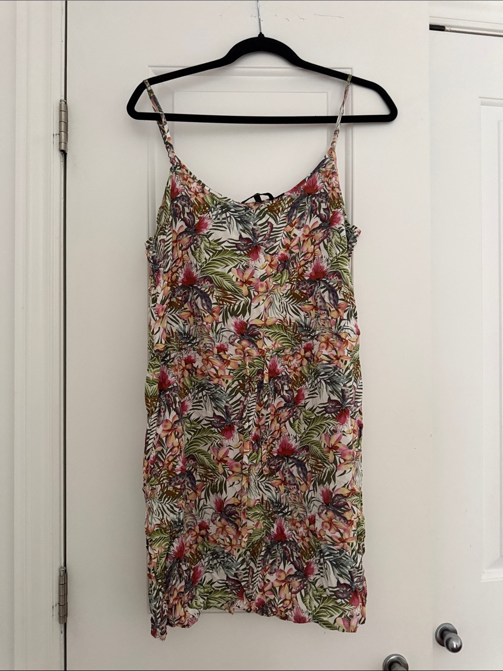 Vero Moda Tropical Floral Slip Mini Dress in Pink, Green, Cream